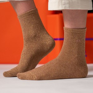 Chaussettes unies pailletées cuivre