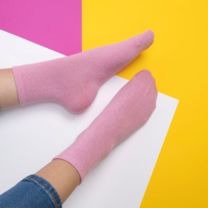 Chaussettes unies pailletées rose pêche