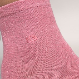 Chaussettes unies pailletées rose pêche