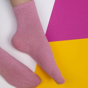 Chaussettes unies pailletées rose pêche