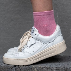Chaussettes unies pailletées rose pêche