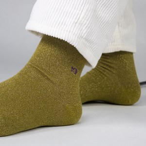 Chaussettes unies pailletées kaki
