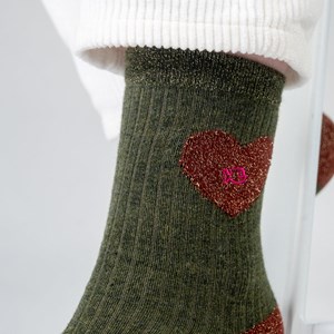 Chaussettes coeur vert foncé