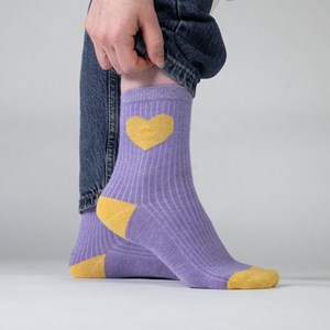 Chaussettes coeur violet
