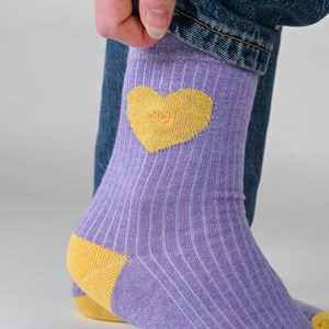 Chaussettes coeur violet