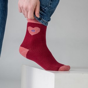 Chaussettes coeur rose foncé
