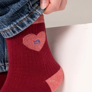 Chaussettes coeur rose foncé