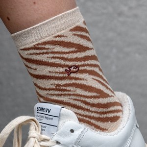Chaussettes zèbre beige