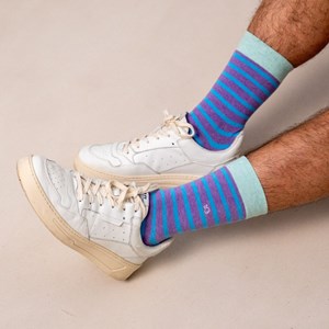 Chaussettes rayures larges violet chiné