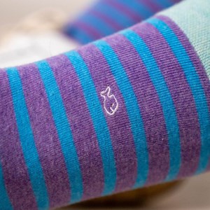 Chaussettes rayures larges violet chiné