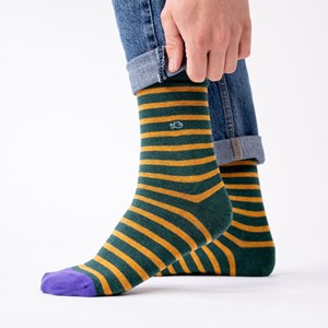 Chaussettes rayures larges vert et jaune