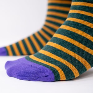 Chaussettes rayures larges vert et jaune