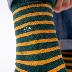 Chaussettes rayures larges vert et jaune