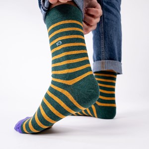 Chaussettes rayures larges vert et jaune