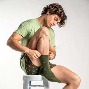 Chaussettes unies kaki foncé