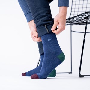 Chaussettes unies bleu (vert-bordeaux)