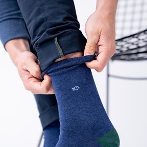 Chaussettes unies bleu (vert-bordeaux)