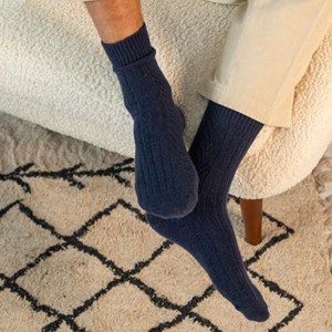 Chaussettes en laine bleu marine