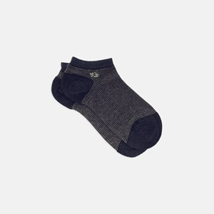 Socquettes rayées bleu et taupe