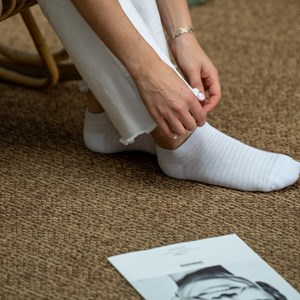 Socquettes femme rayées blanc