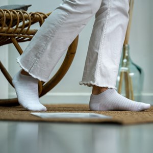 Socquettes femme rayées blanc