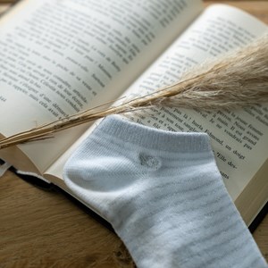 Socquettes femme rayées blanc