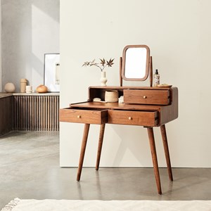 Bureau en mindi massif finition noyer