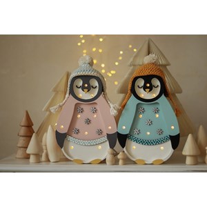 Lampe veilleuse pingouin rose