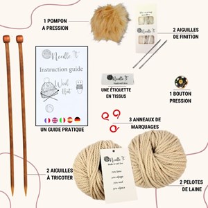Kit tricot bonnet ecru