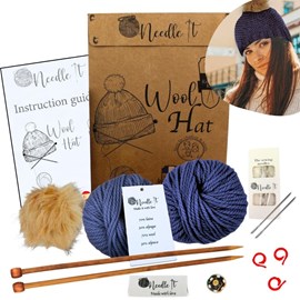 Kit tricot bonnet bleu