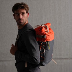 Sac à dos rolltop orange et bleu grisé