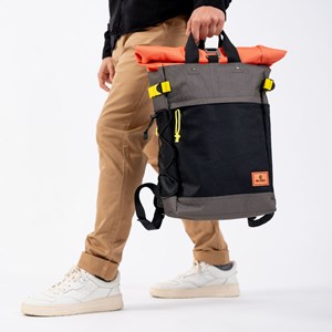 Sac à dos rolltop kaki et orange