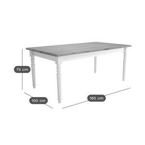 Table à manger rectangulaire extensible bois et blanc 6 à 10 personnes apolline