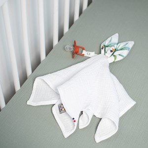 Doudou lapin attache tétine safari