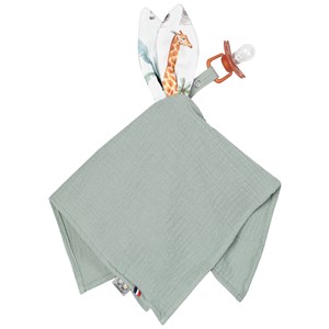 Doudou lapin attache tétine safari vert