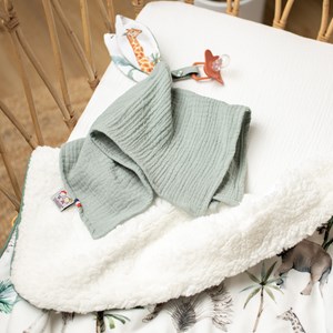 Doudou lapin attache tétine safari vert