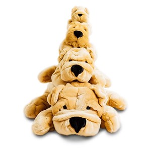 Peluche chien hector plissé miel 45 cm