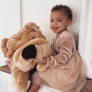 Peluche chien hector plissé miel 65 cm