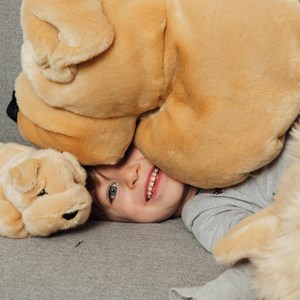 Peluche chien hector plissé miel 65 cm