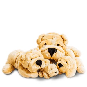 Peluche chien hector plissé miel 65 cm