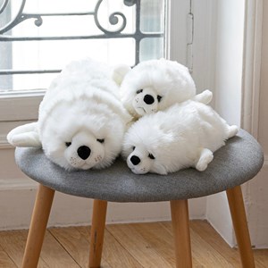 Peluche phoque arsène blanc 30 cm