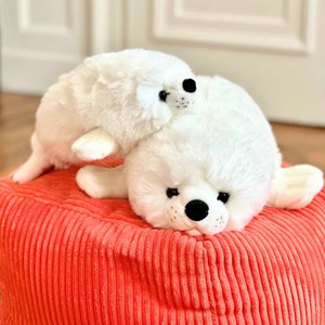 Peluche phoque arsène blanc 60 cm