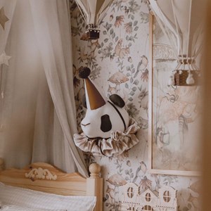 Trophée mural panda en lin chambre