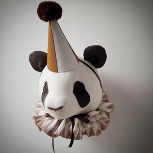 Trophée mural panda en lin chambre