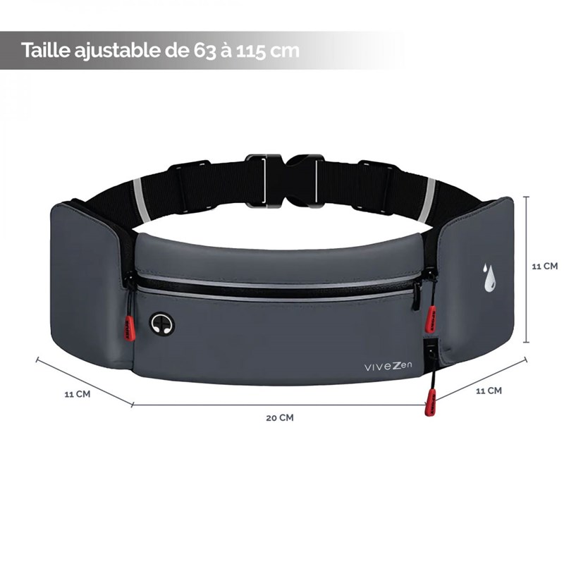 Ceinture de running, sport - bleu gris (Vivezen) - Image 1