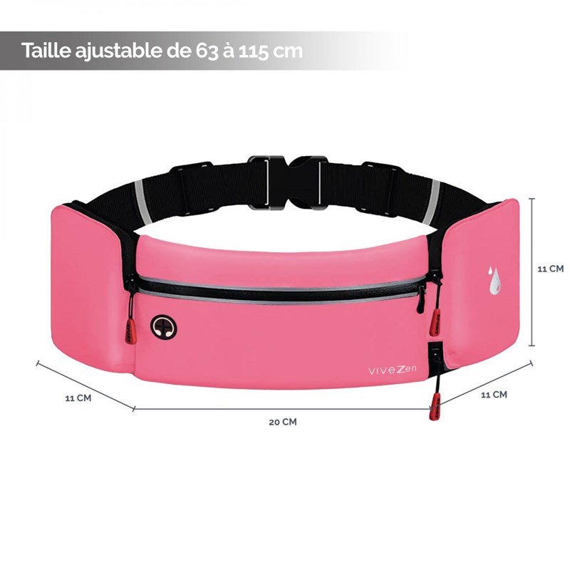 Ceinture de running, sport - rose (Vivezen) - Image 1