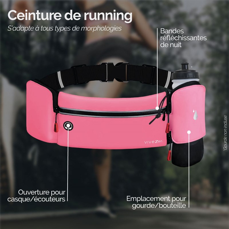 Ceinture de running, sport - rose (Vivezen) - Image 2