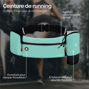 Ceinture de running, sport - bleu