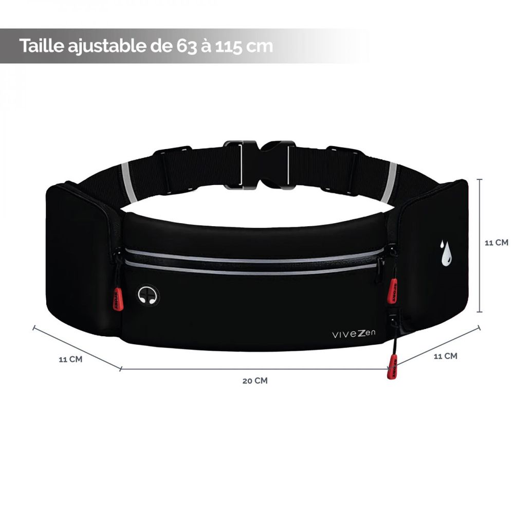 Ceinture FlipBelt Course à Pied - Noire - Taille M - Stretch - Fitness Jogging