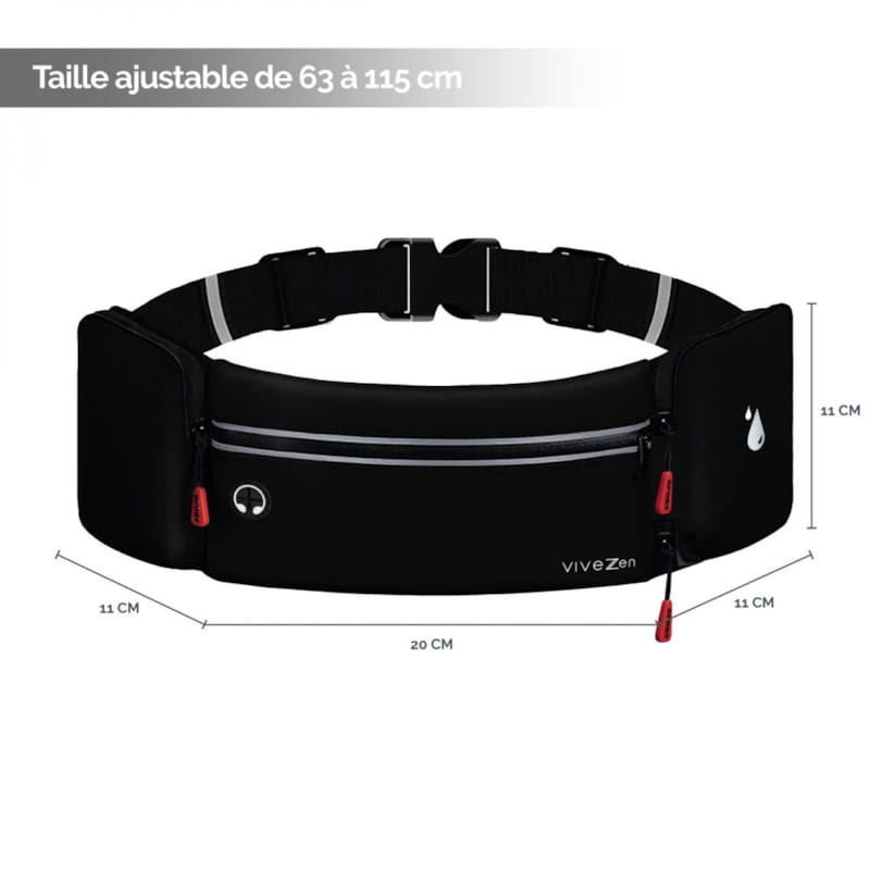 Ceinture de running, sport - noir (Vivezen) - Image 1